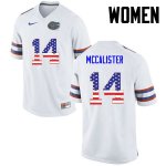 Women's Florida Gators #14 Alex McCalister NCAA Nike White USA Flag Fashion Authentic Stitched College Football Jersey REB4862HL